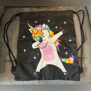 Drawstring Dabbing Unicorn Bag, New